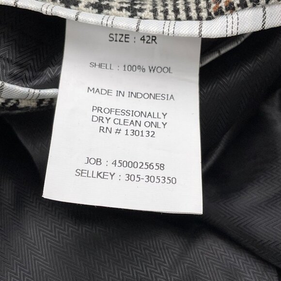Hickey Blazer Men‎ 42R Black Brown Big Houndstooth Plaid Wool Suit Jacket VTG - Picture 8 of 14